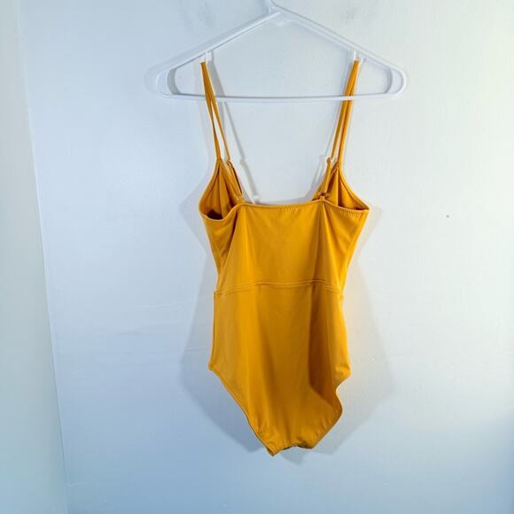 Reformation Tropicana Tie Front Cutout One Piece Swim Saffron Gold Mustard Small - Picture 8 of 10